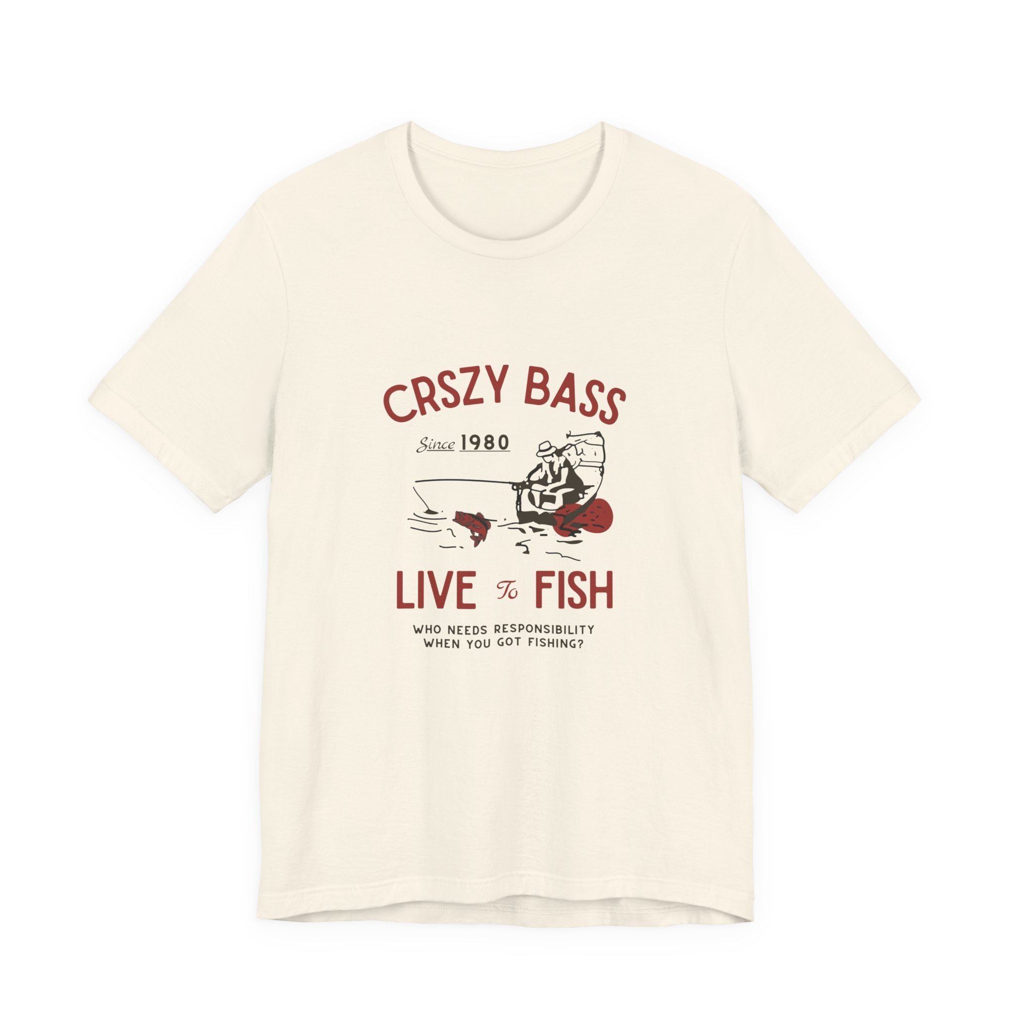Crszy Bass – “Live to Fish” Vintage Angler Tee