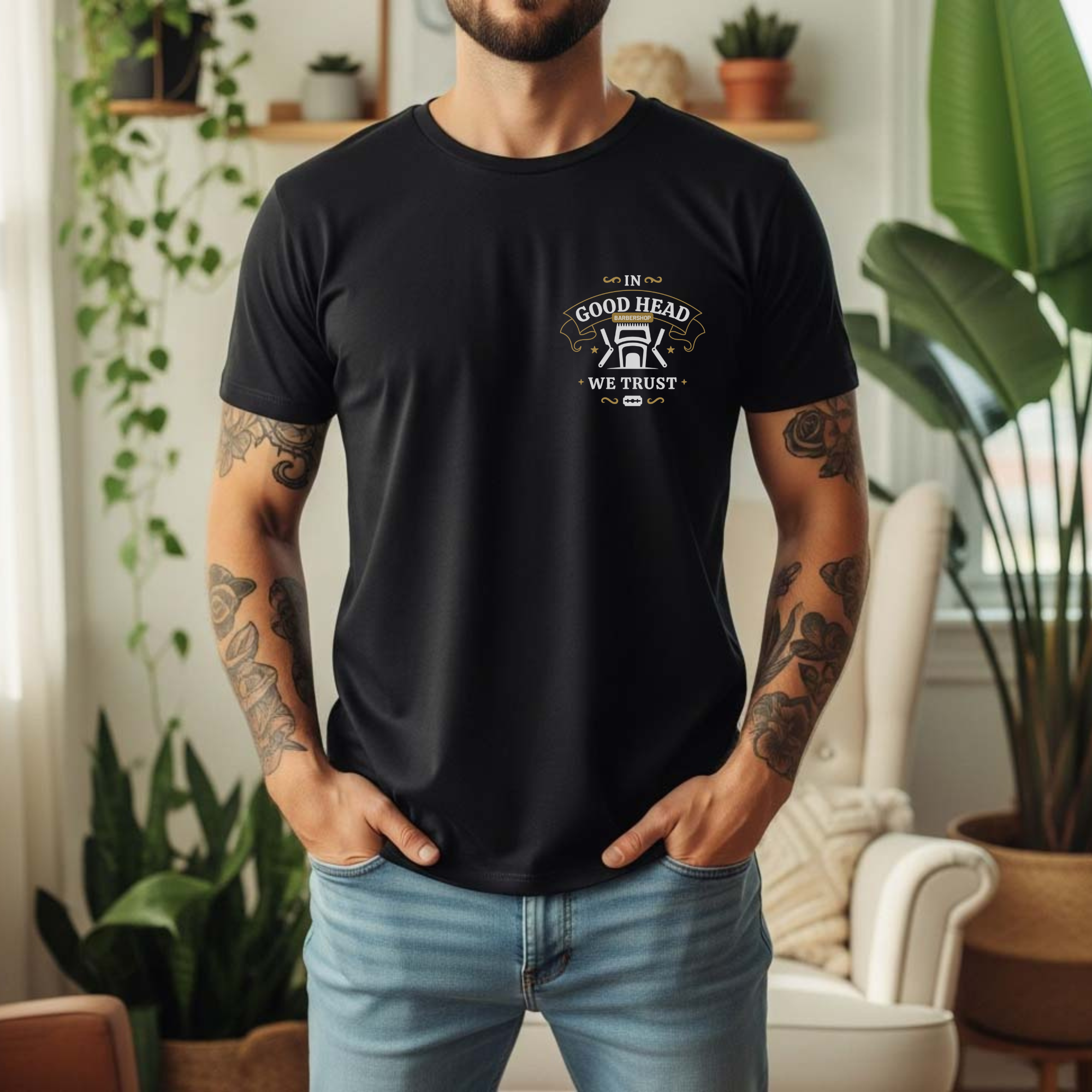 In Good Head We Trust Barbershop T Shirt