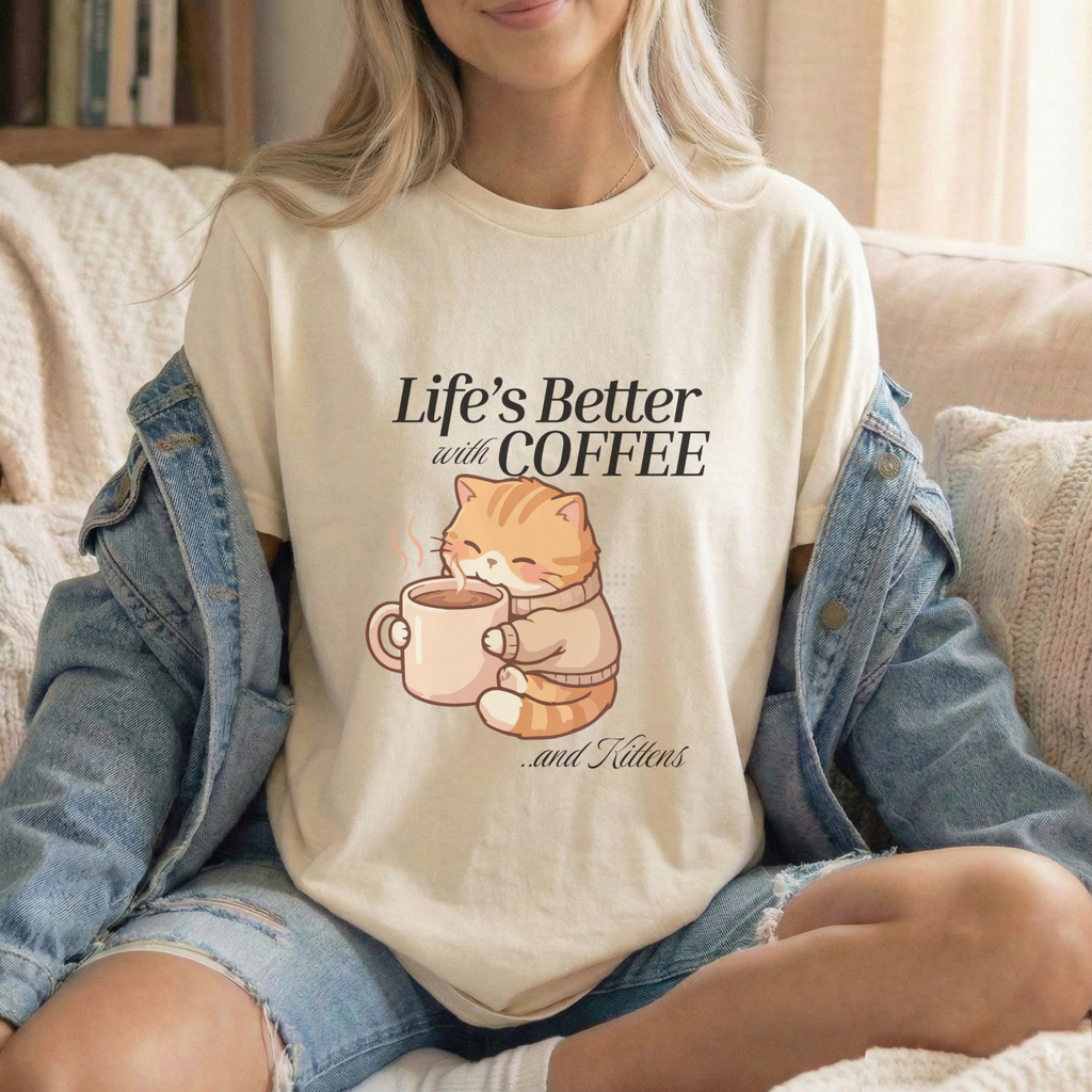 "Life's Better with Coffee… And Kittens" T Shirt